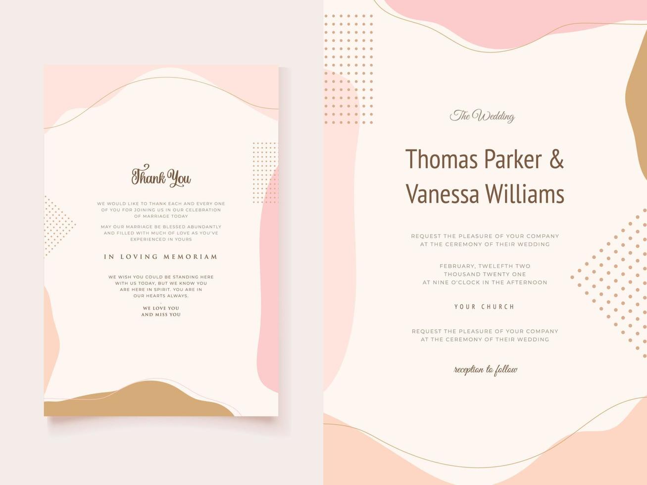 diseño de plantilla de tarjeta de invitación de boda de estilo memphis vector