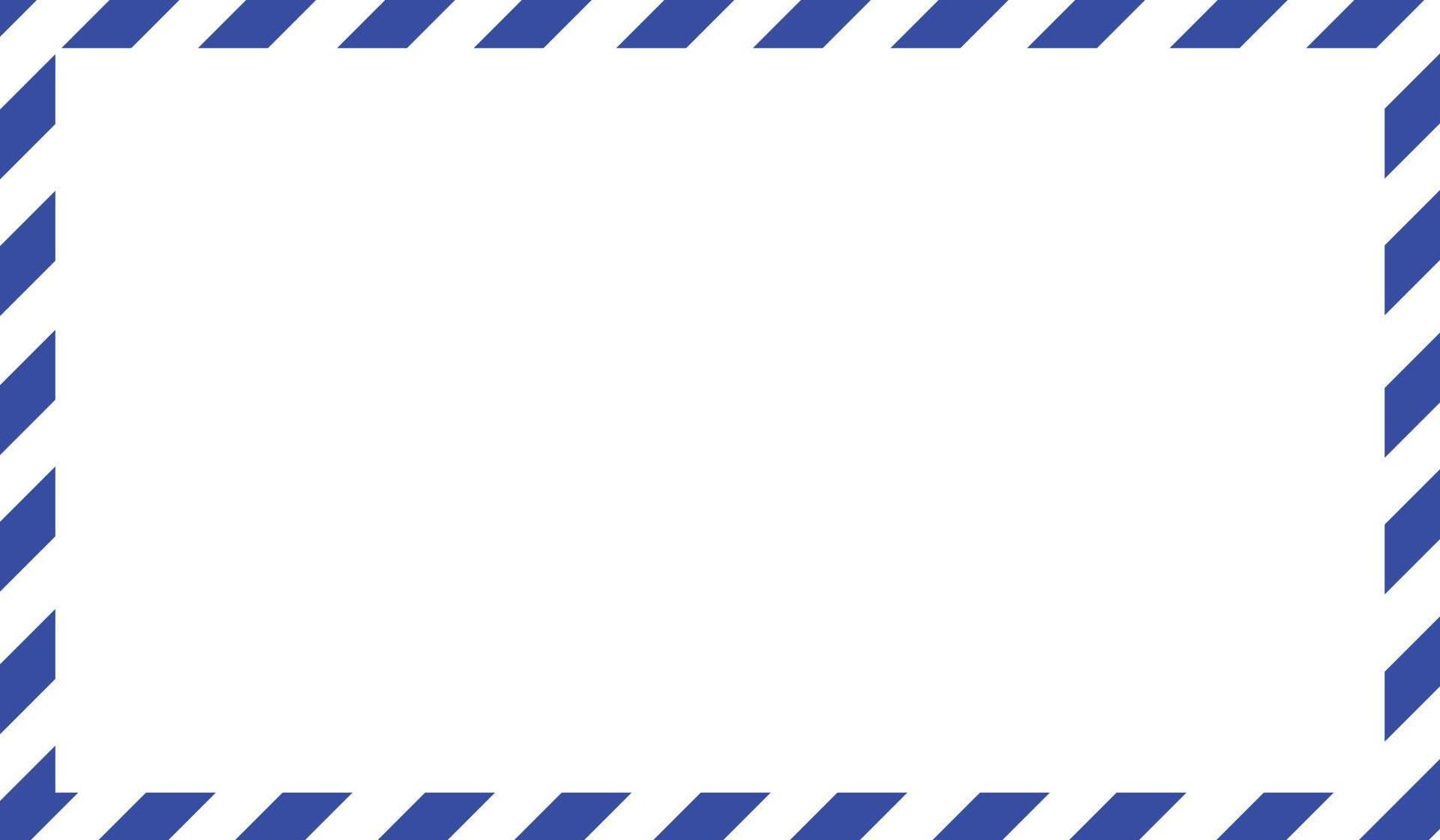 Airmail envelope frame. International vintage letter border. Retro air mail postcard with blue  stripes. Blank correspondence paper template. Empty classic postal message illustration. vector