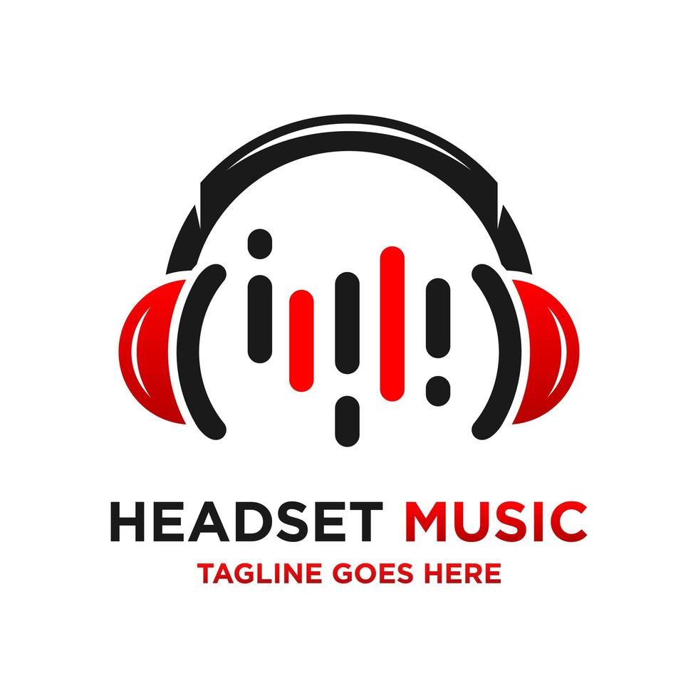 logotipo de auriculares de música vector