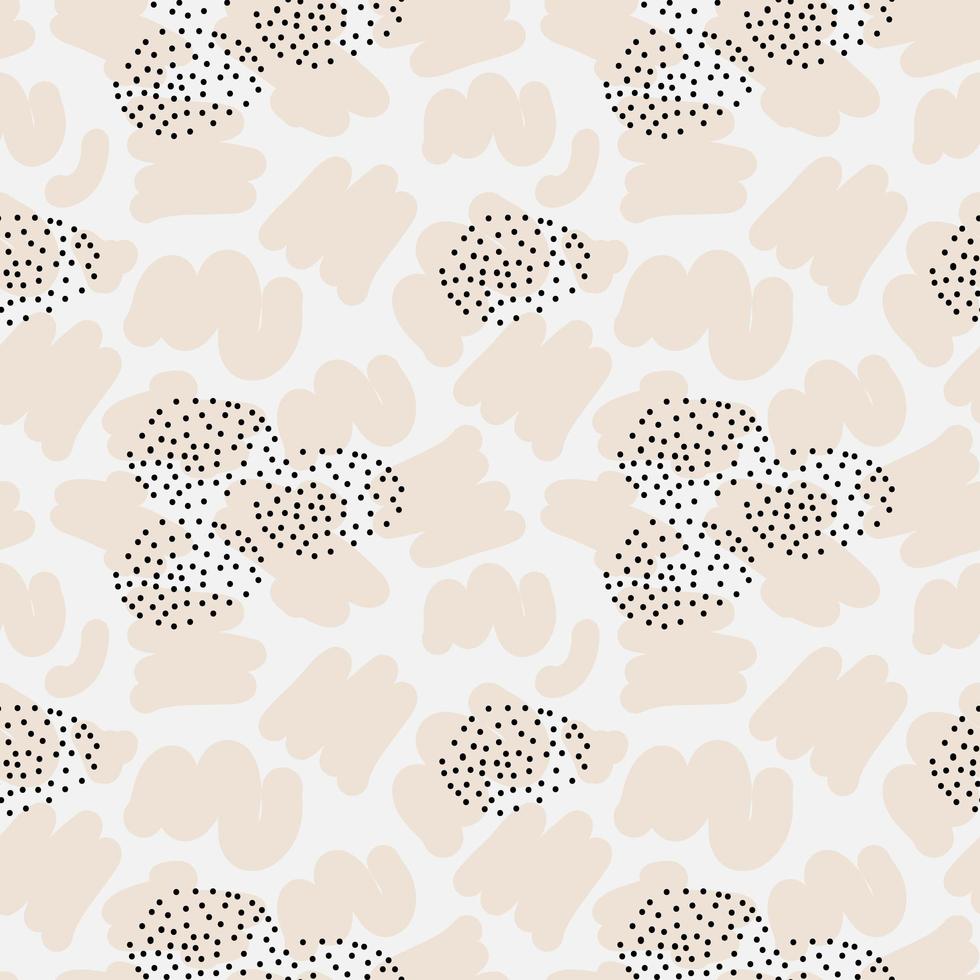 Pastel beige Doodle Abstract seamless Pattern with dots and shape. Trendy hand drawn textures Background. Abstractive design for paper, fabric, wrapping, textiles, cards, bed linen, interior decor vector