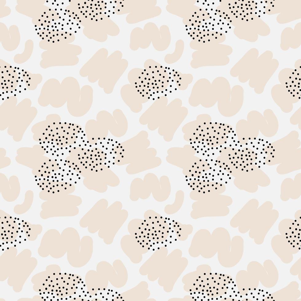 Pastel beige Doodle Abstract seamless Pattern with dots and shape. Trendy hand drawn textures Background. Abstractive design for paper, fabric, wrapping, textiles, cards, bed linen, interior decor vector