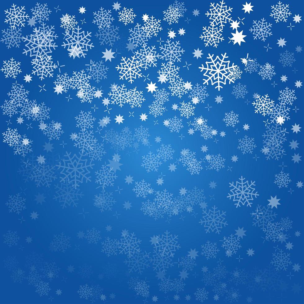 Fondo azul de invierno con copos de nieve cayendo. nieve de vuelta para feliz navidad y próspero año nuevo para banner, tarjeta, postal, evento, invitación y más de diseño. elegante ilustración vectorial geométrica vector