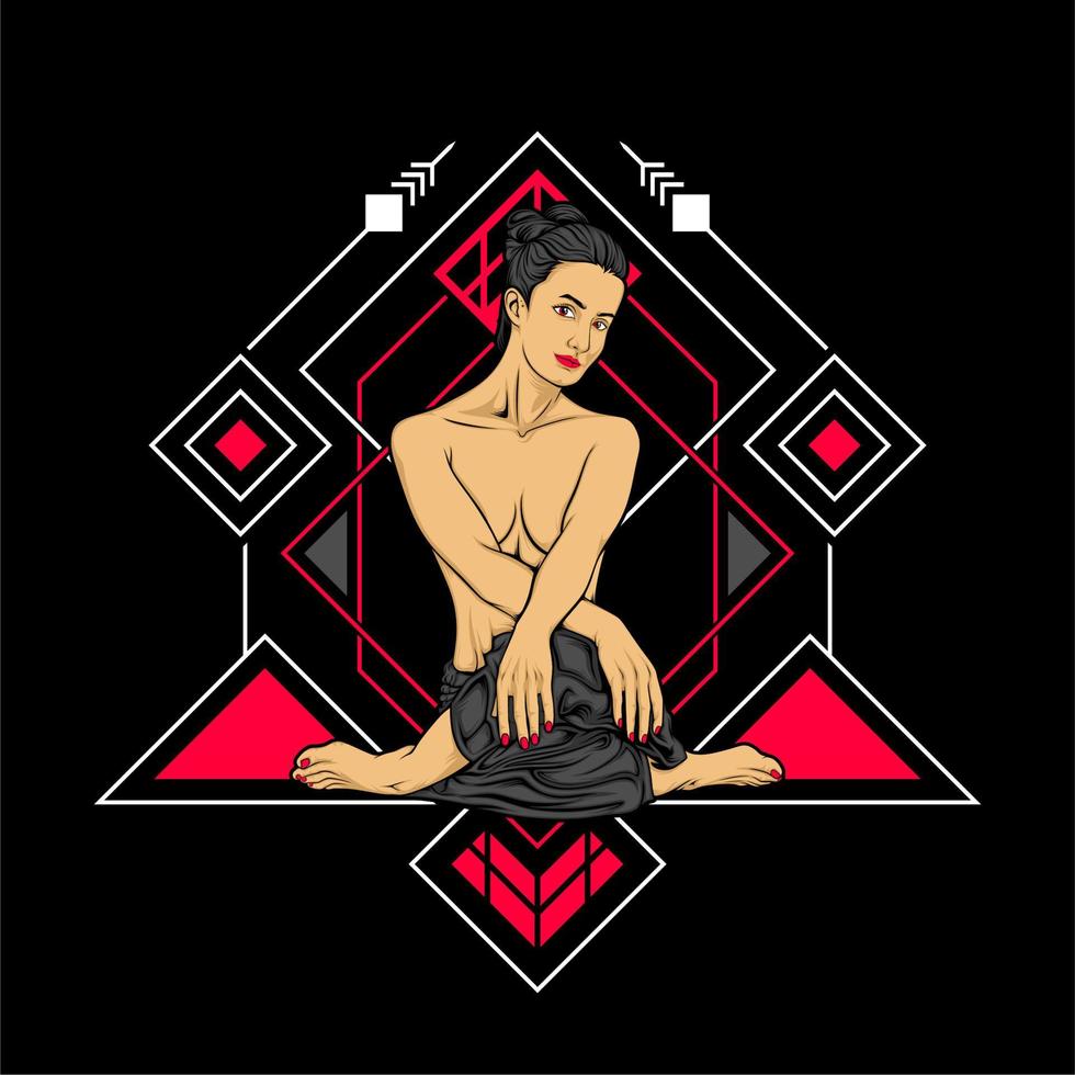 beautiful yoga girl vector