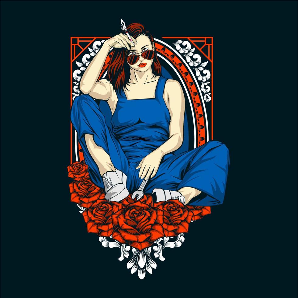 charming garage girl vector