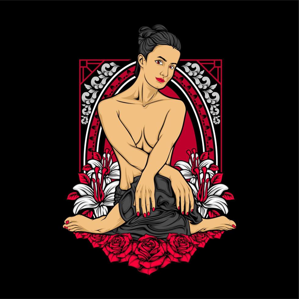 beautiful yoga girl vector