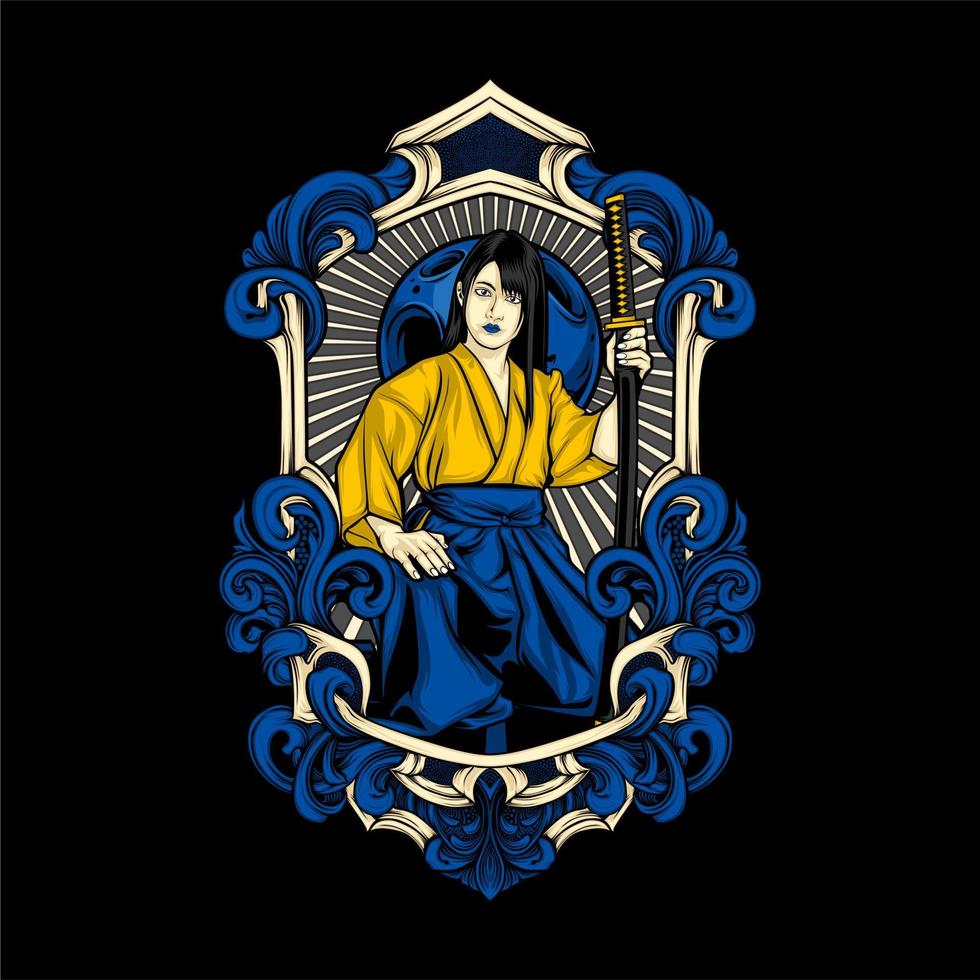 gorgeous lady samurai vector