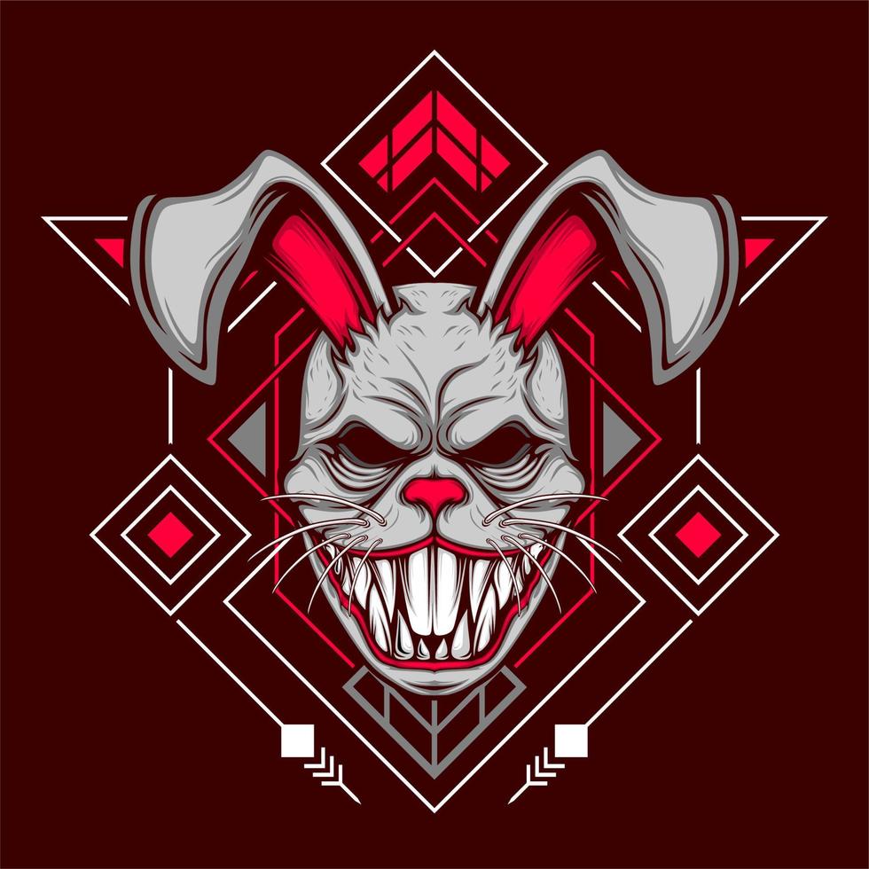 scary rabbit mask illustration vector