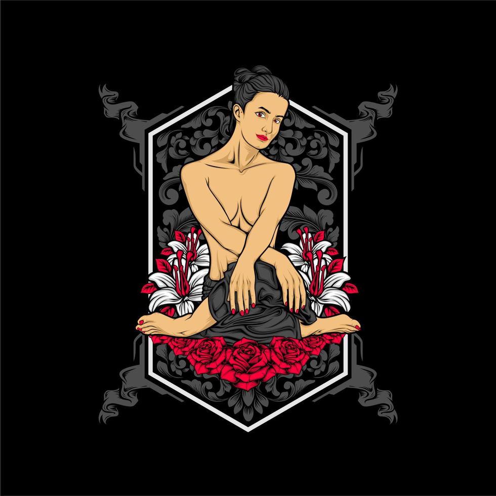 beautiful yoga girl vector