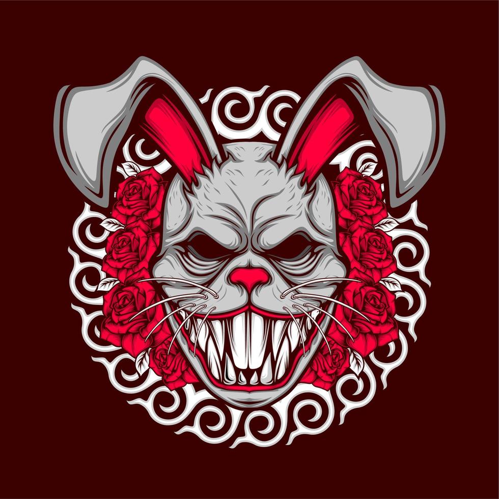 scary rabbit mask illustration vector