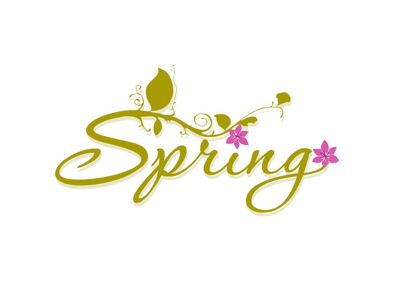 Spring text vector banner greetings design with flower elements