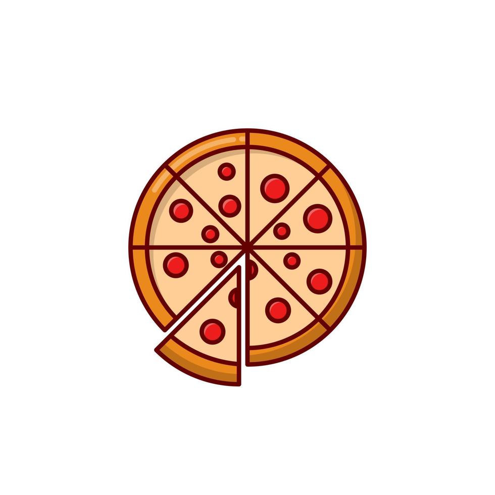 Pizza cartoon style icon illustration vector
