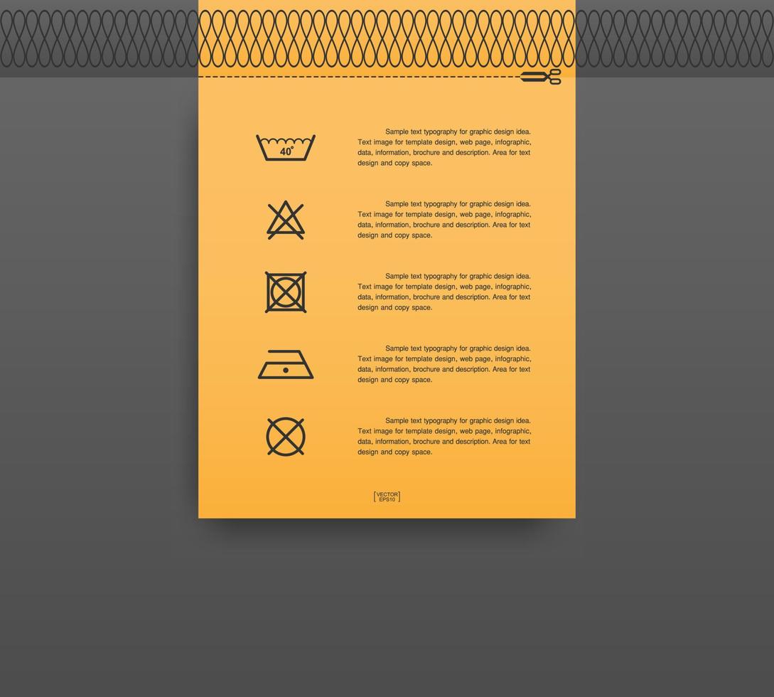 Laundry icon set on tag. Washing care sign and symbol for product banner. Vector. vector