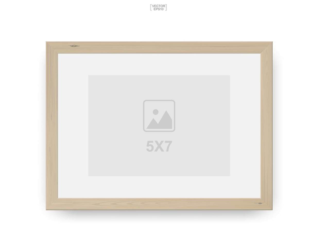 Wooden photo frame or picture frame for interior design and decoration. Vector. vector