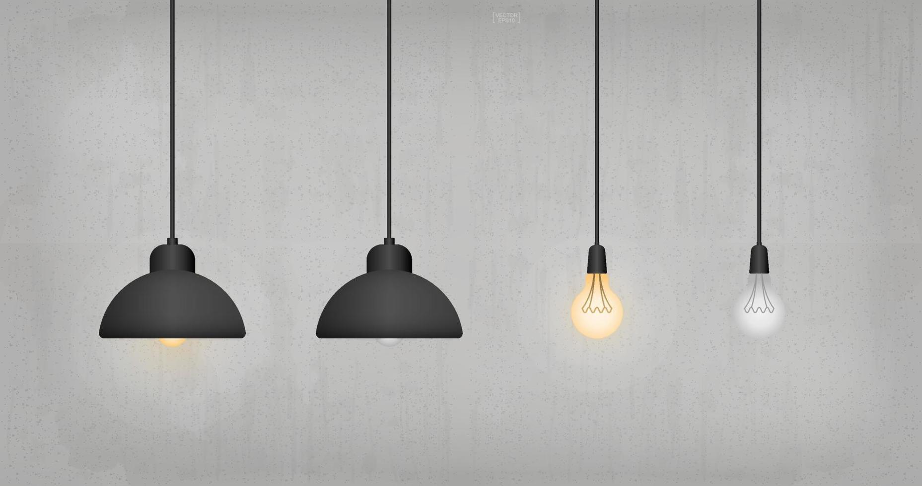 Light bulb or lamp on concrete wall background. Vector. vector