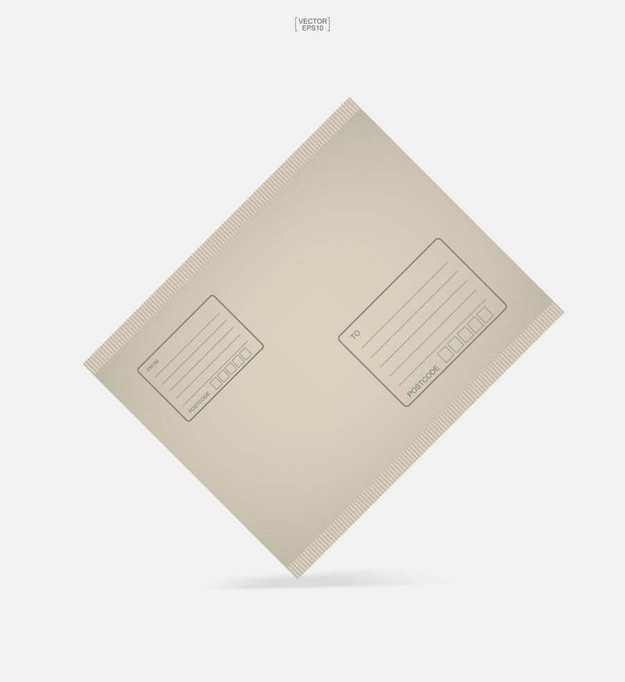 hipping parcel with area for delivery address. Brown paper envelope for online shopping. Vector. vector