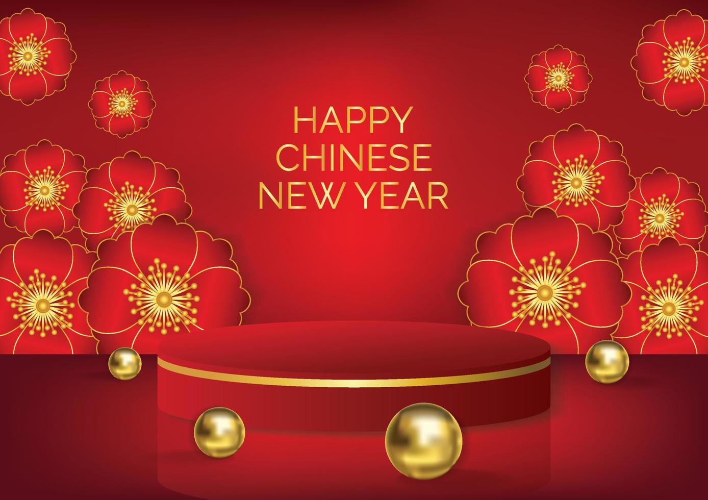 chinese new year red product podium art background vector
