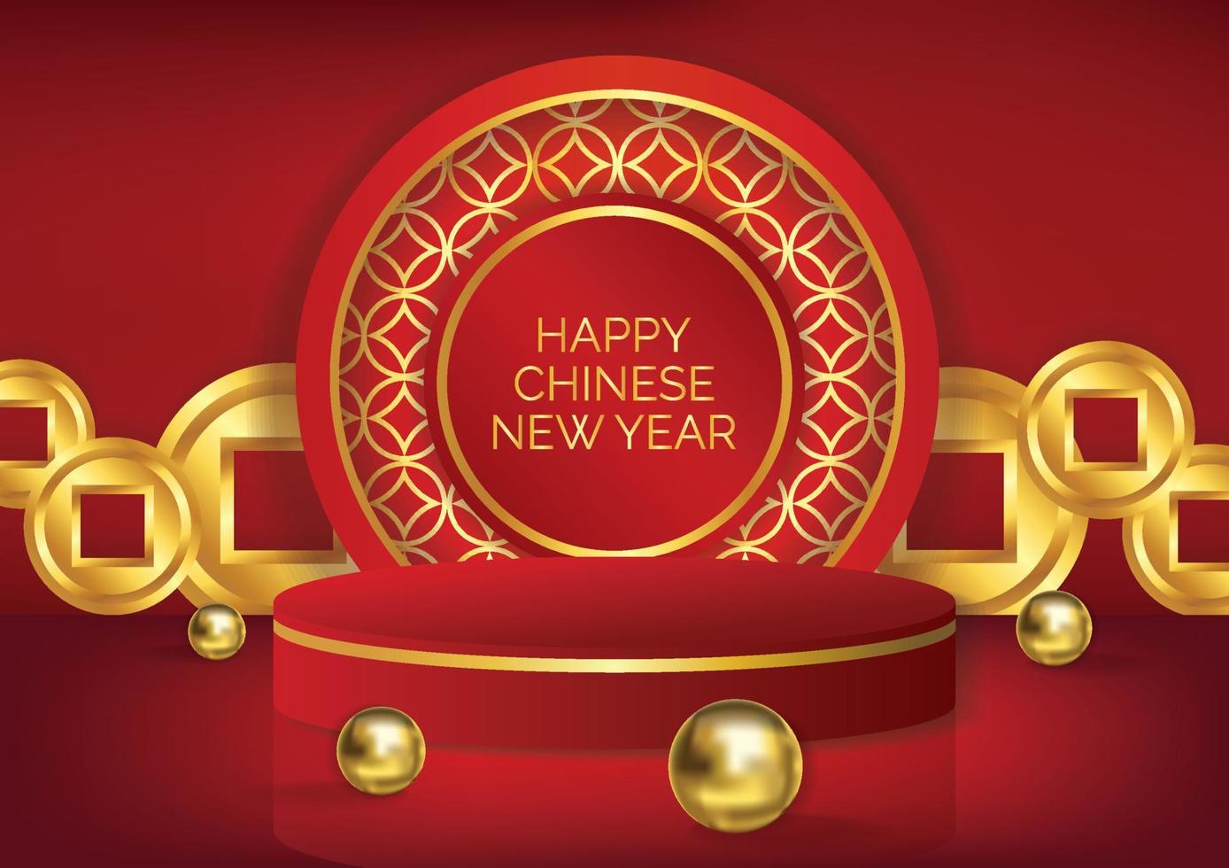 red product podium chinese new year art background vector