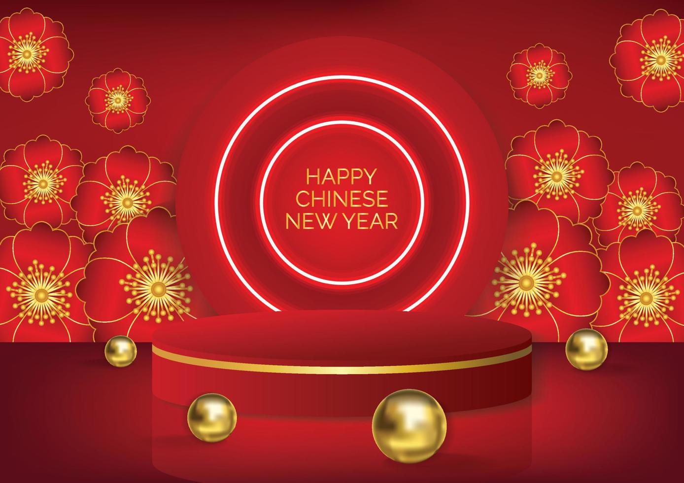 red product podium chinese new year vector background