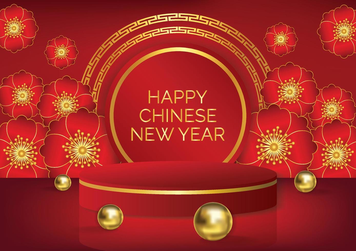 red product podium chinese new year art vector background