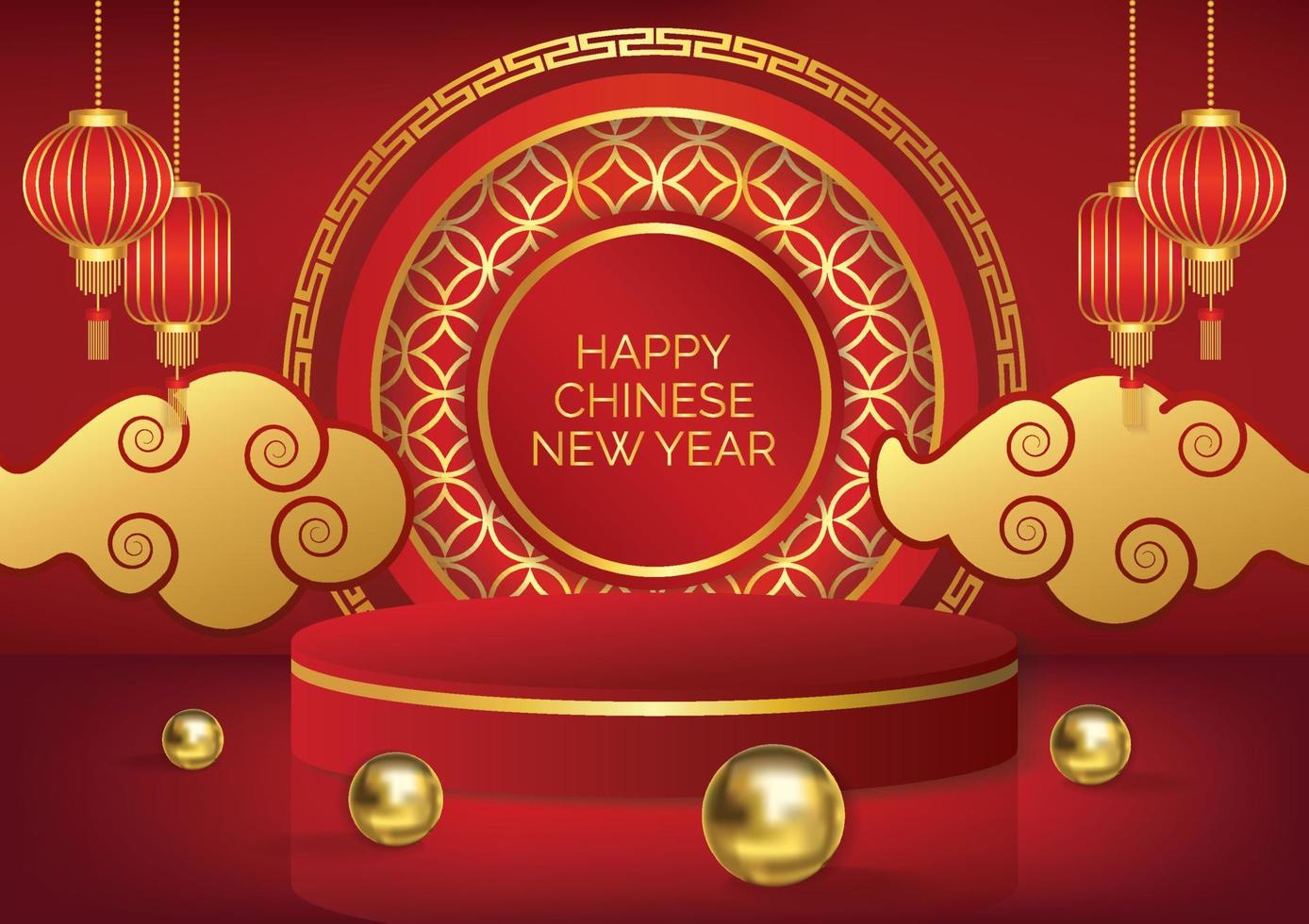 red product podium chinese new year art vector