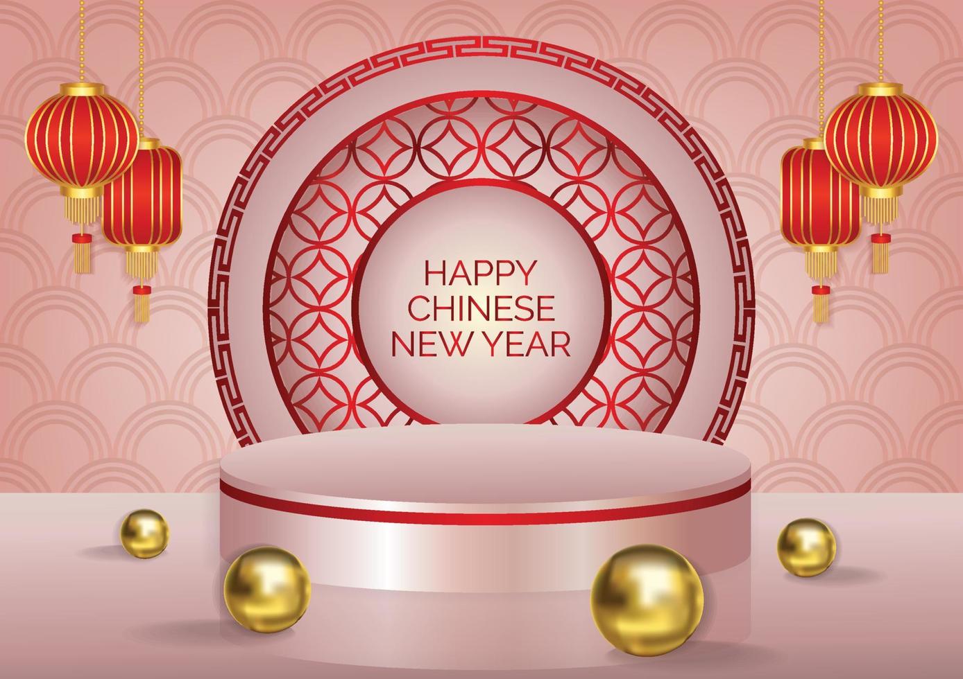 chinese new year art vector background pink product podium