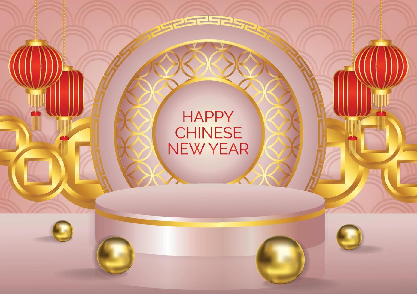 chinese new year product podium art vector background