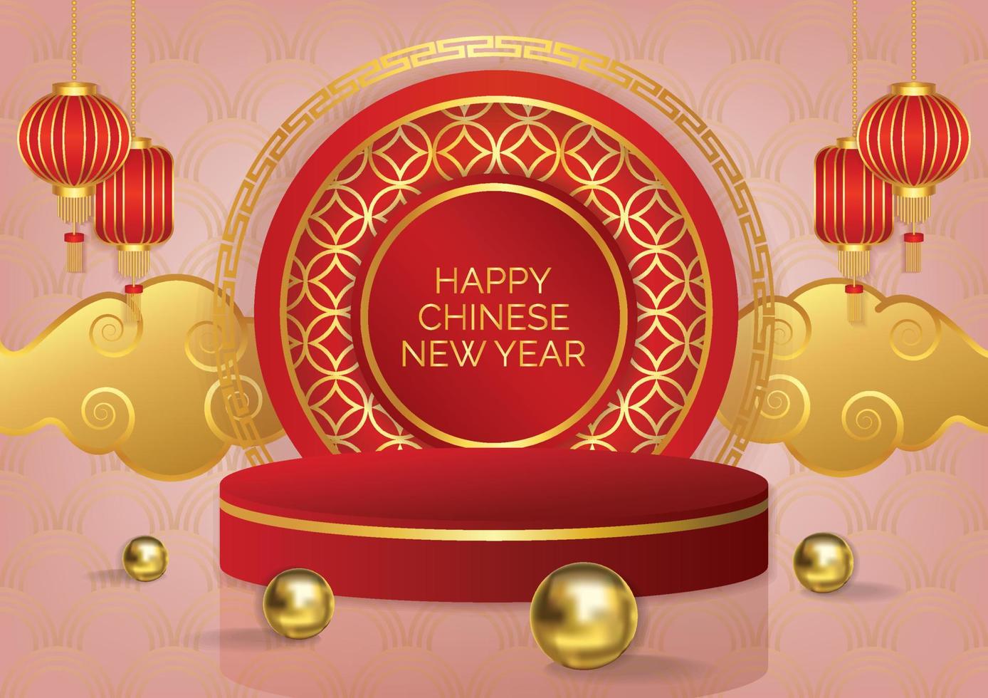 product podium chinese new year art background vector
