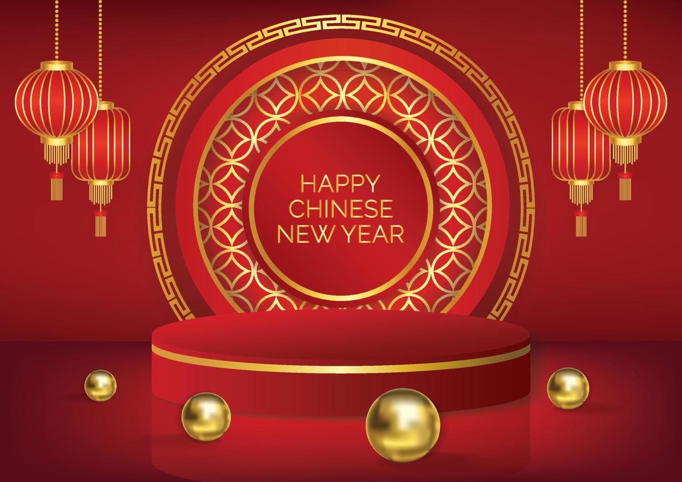 red product podium chinese new year background vector