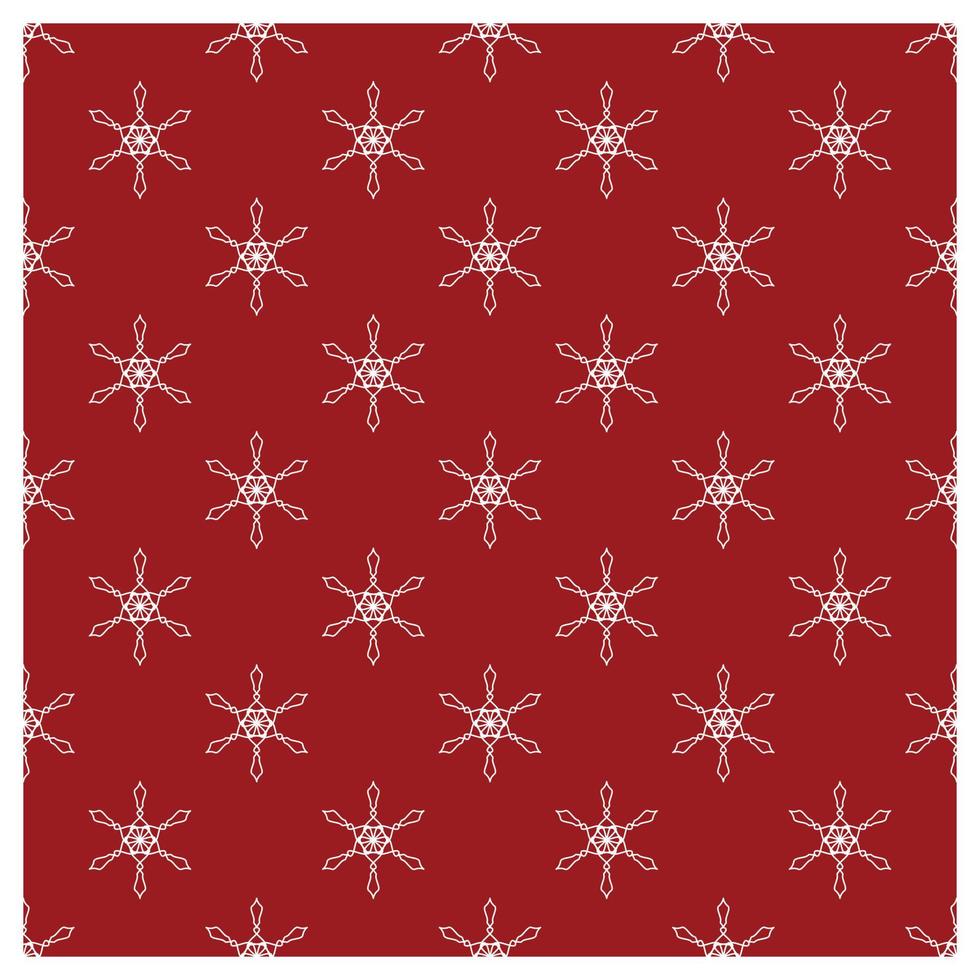 White snow flake seamless pattern on red background. vector