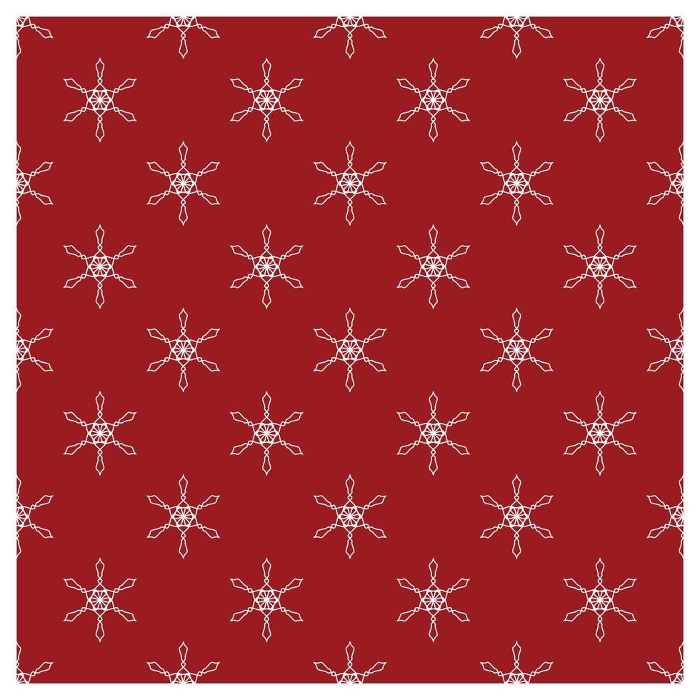 White snow flake seamless pattern on red background. vector