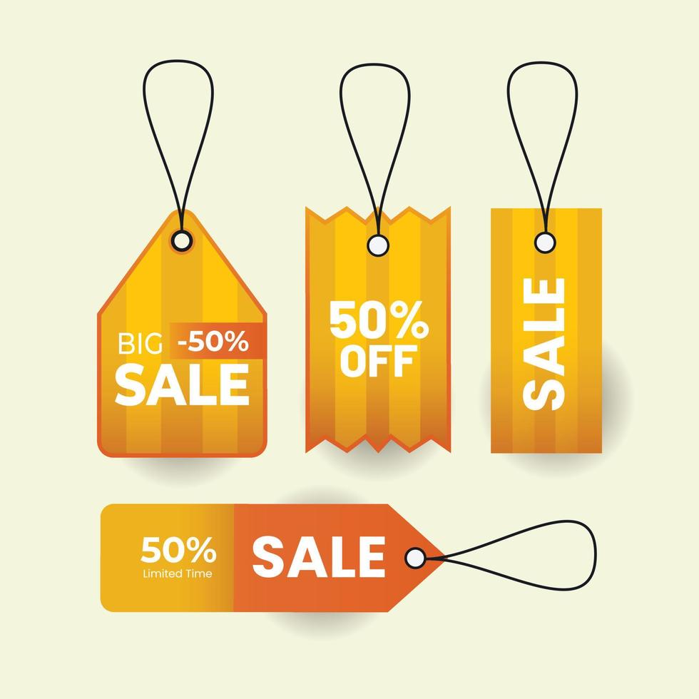 Realistic Sale Tag discount label with various shape - Vector