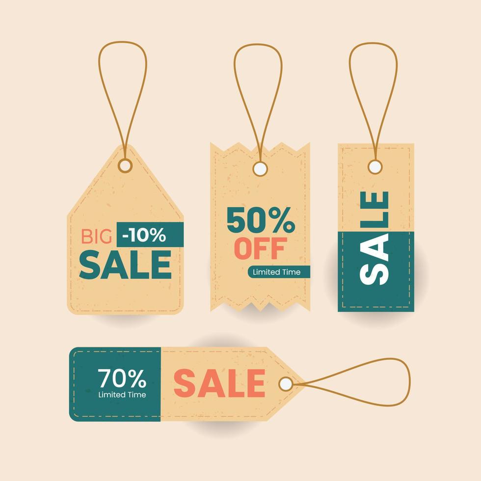 Vintage Price Tag discount label with various shape - Vector