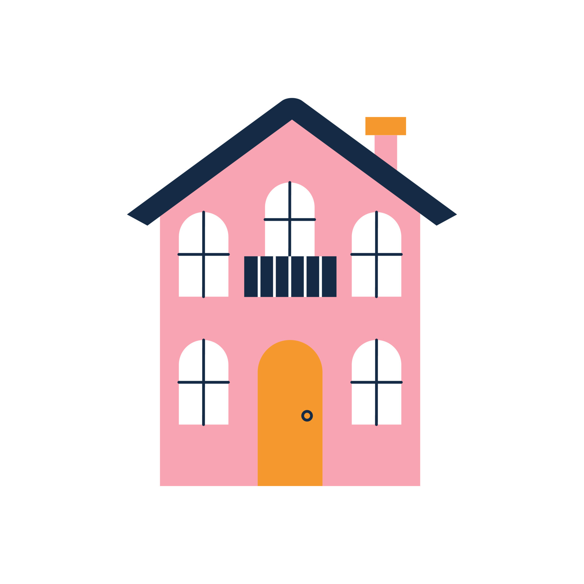 Cute pink house with two floors. Vector flat illustration 4776430