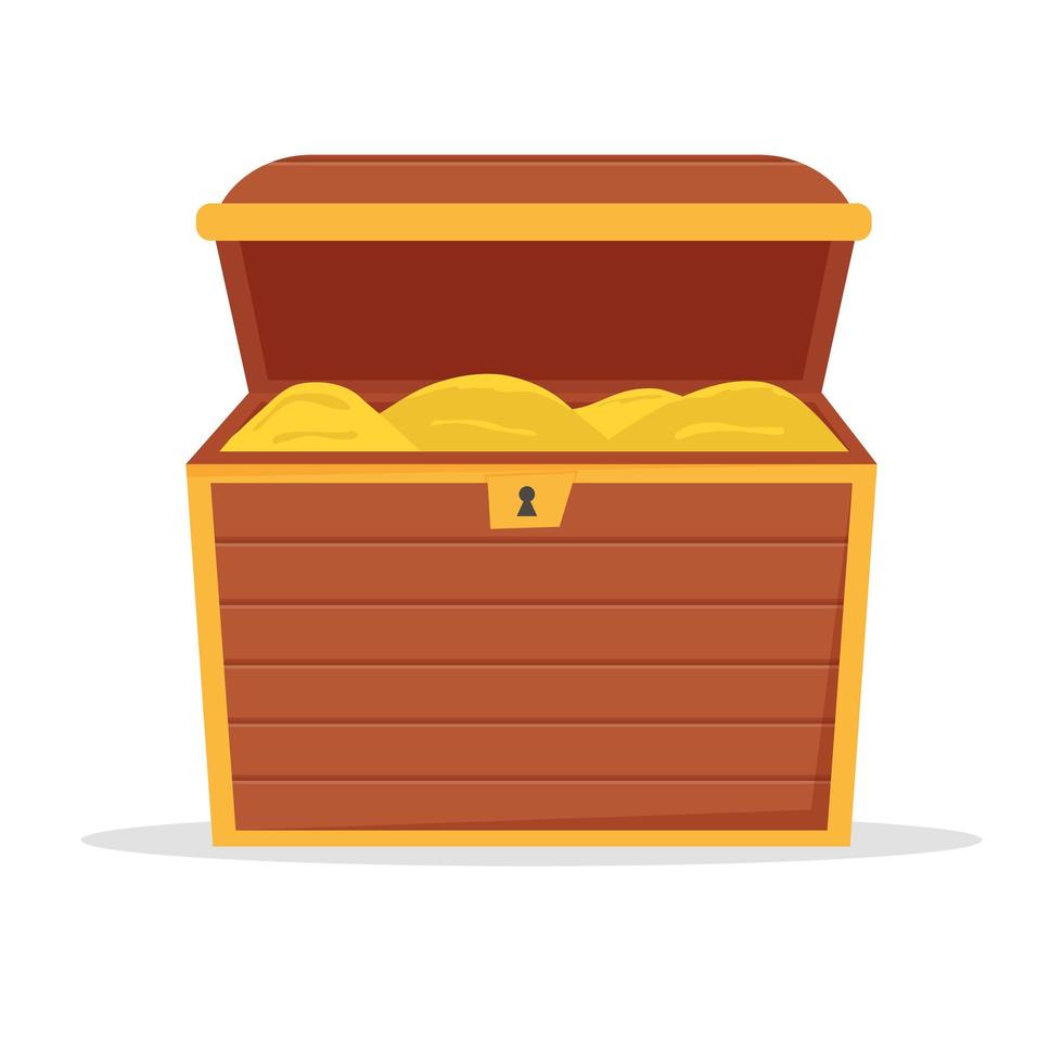 Wooden treasure chest isolated on white background vector