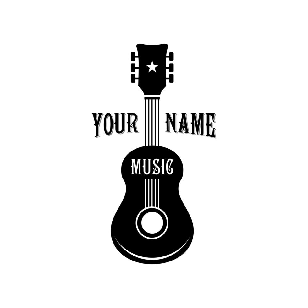 diseño de logotipo de guitarra negra vector