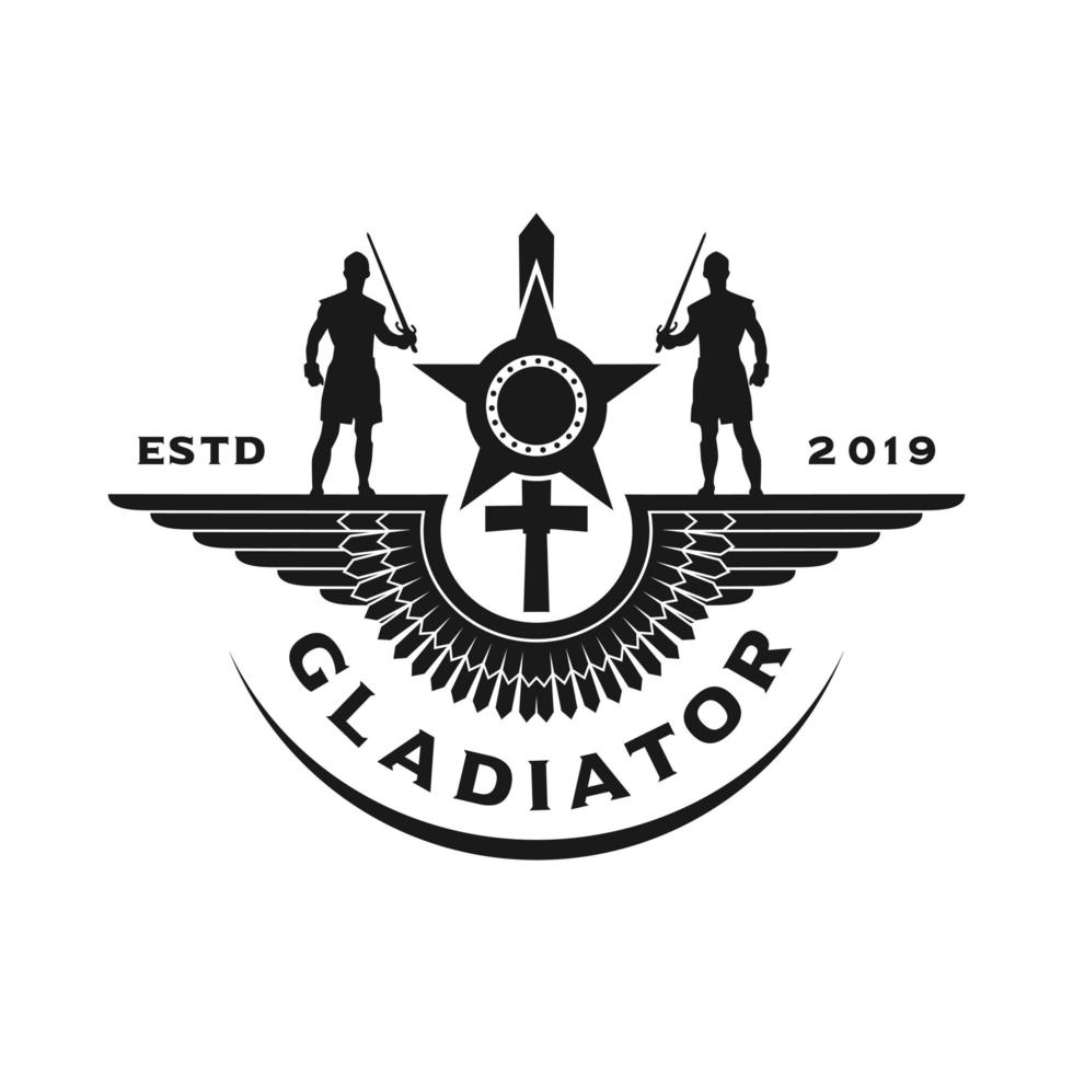 gladiator wing logo design vector