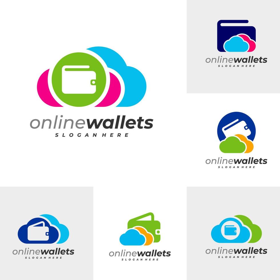 Set of Cloud Wallets logo vector template, Creative Wallets logo design concepts