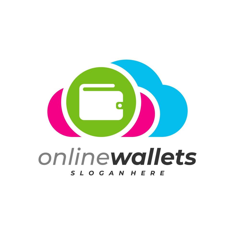 Plantilla de vector de logotipo de billeteras en la nube, conceptos de diseño de logotipo de billeteras creativas