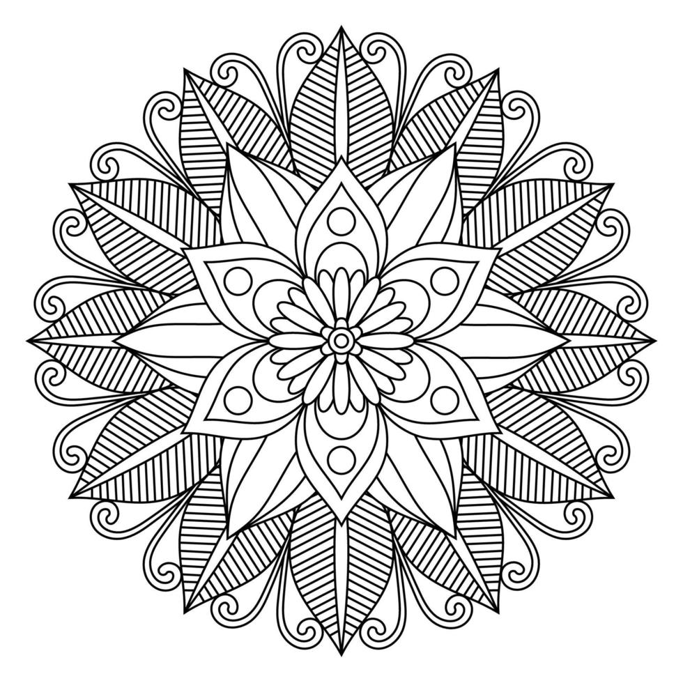 Lovely mandala flowers coloring page. vector