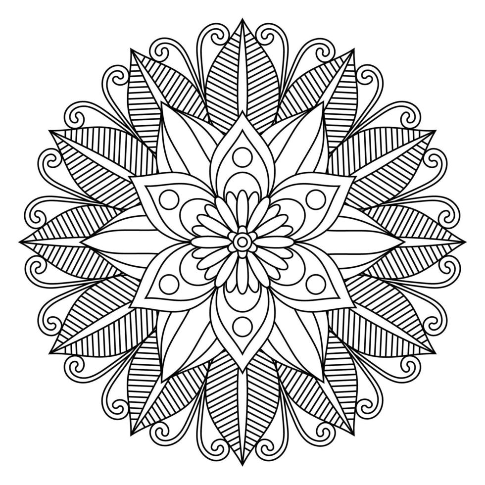 Lovely mandala flowers coloring page. vector