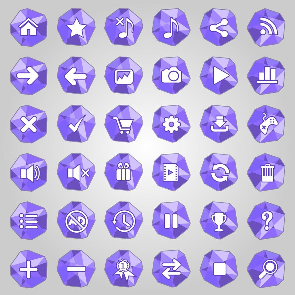 button icon set color purple style polygon. vector