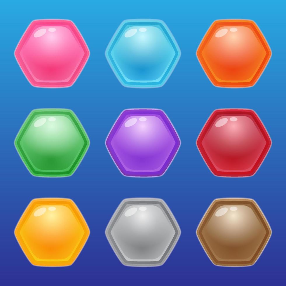 Hexagon shape and design icon set style glossy light. vector