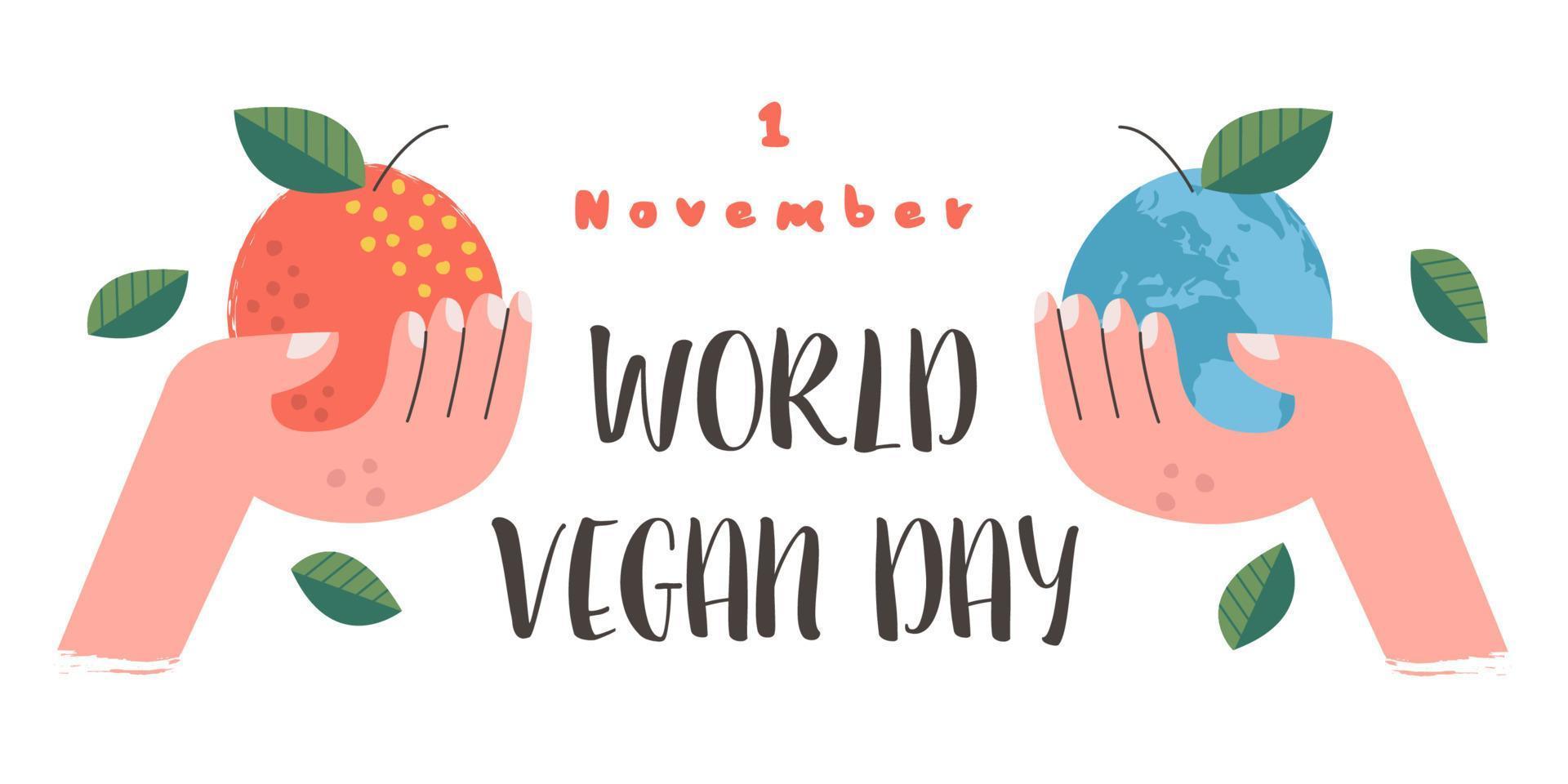 día mundial del vegano. ilustración vectorial, cartel. vector