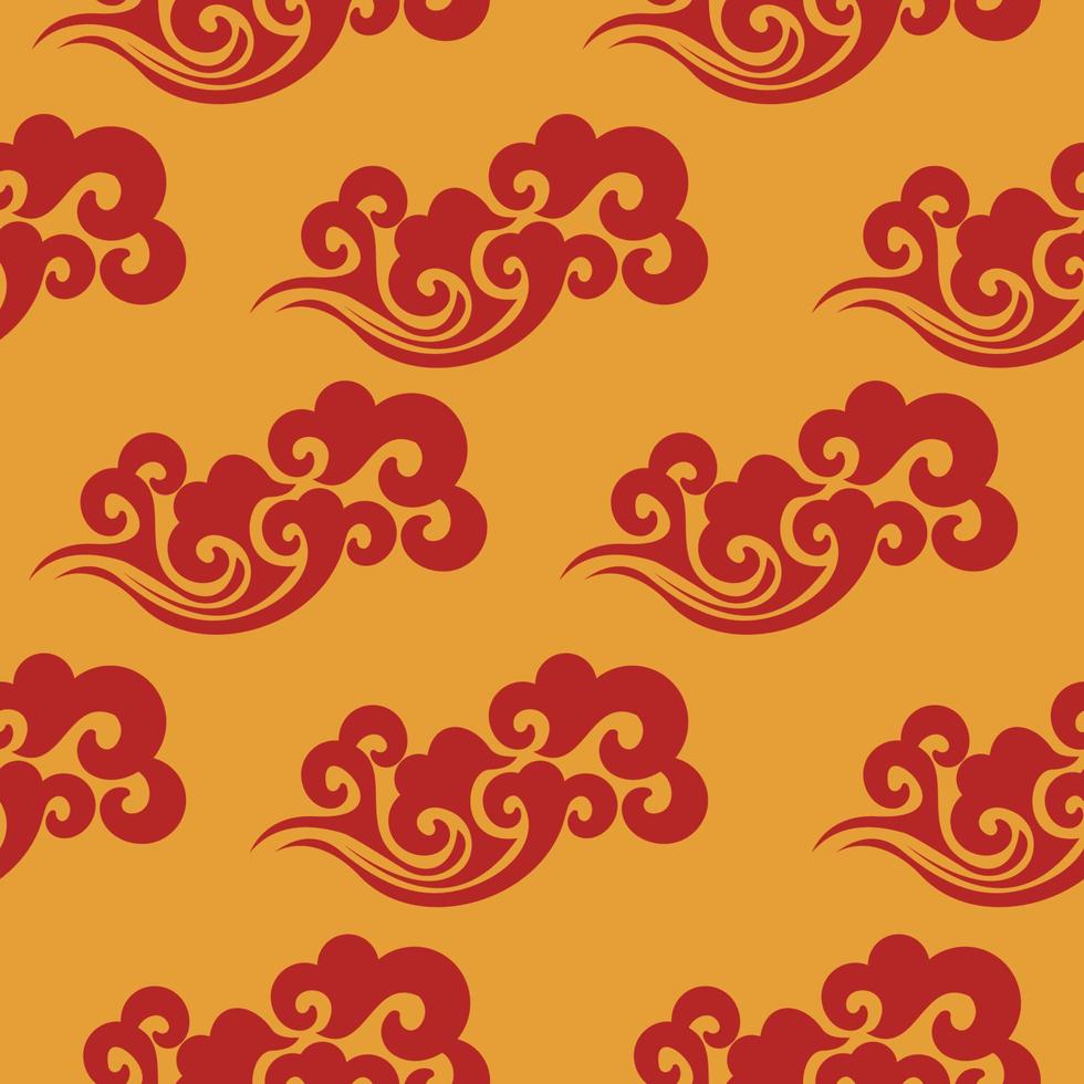 Seamless pattern in Chinese style. Vector colorful illustration. Traditional Chinese pattern with waves.