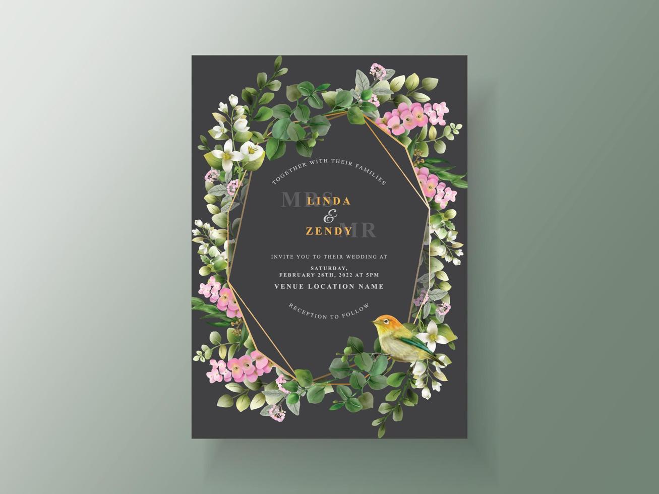 Greenery eucalyptus wedding invitations vector