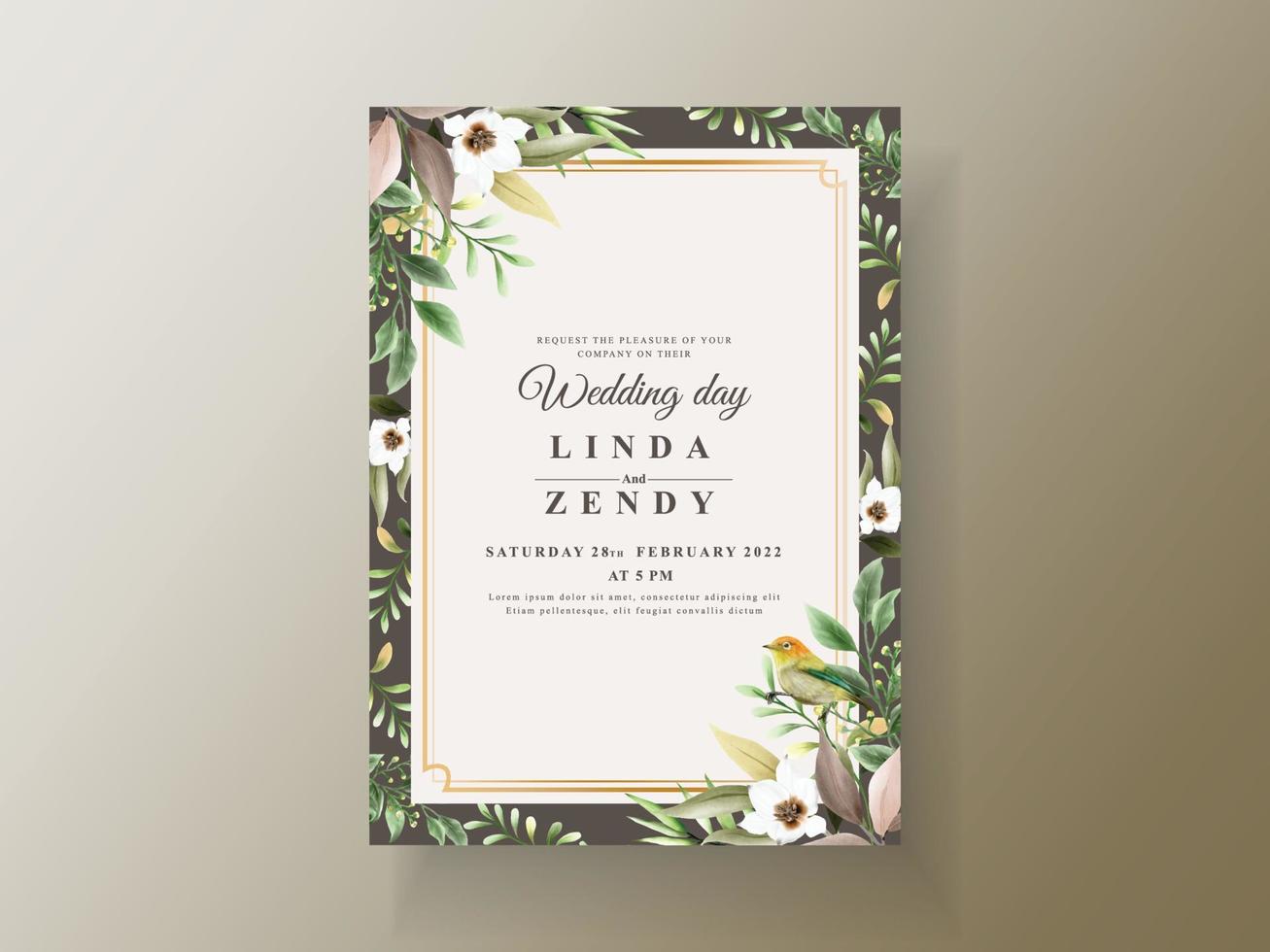 tarjeta de invitación de boda vida en el bosque vector