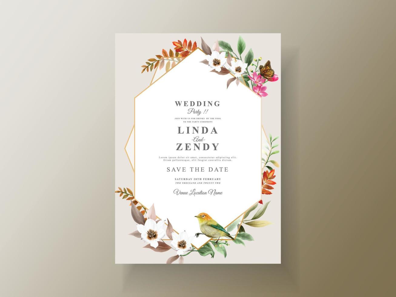 Wedding invitation card forest life vector