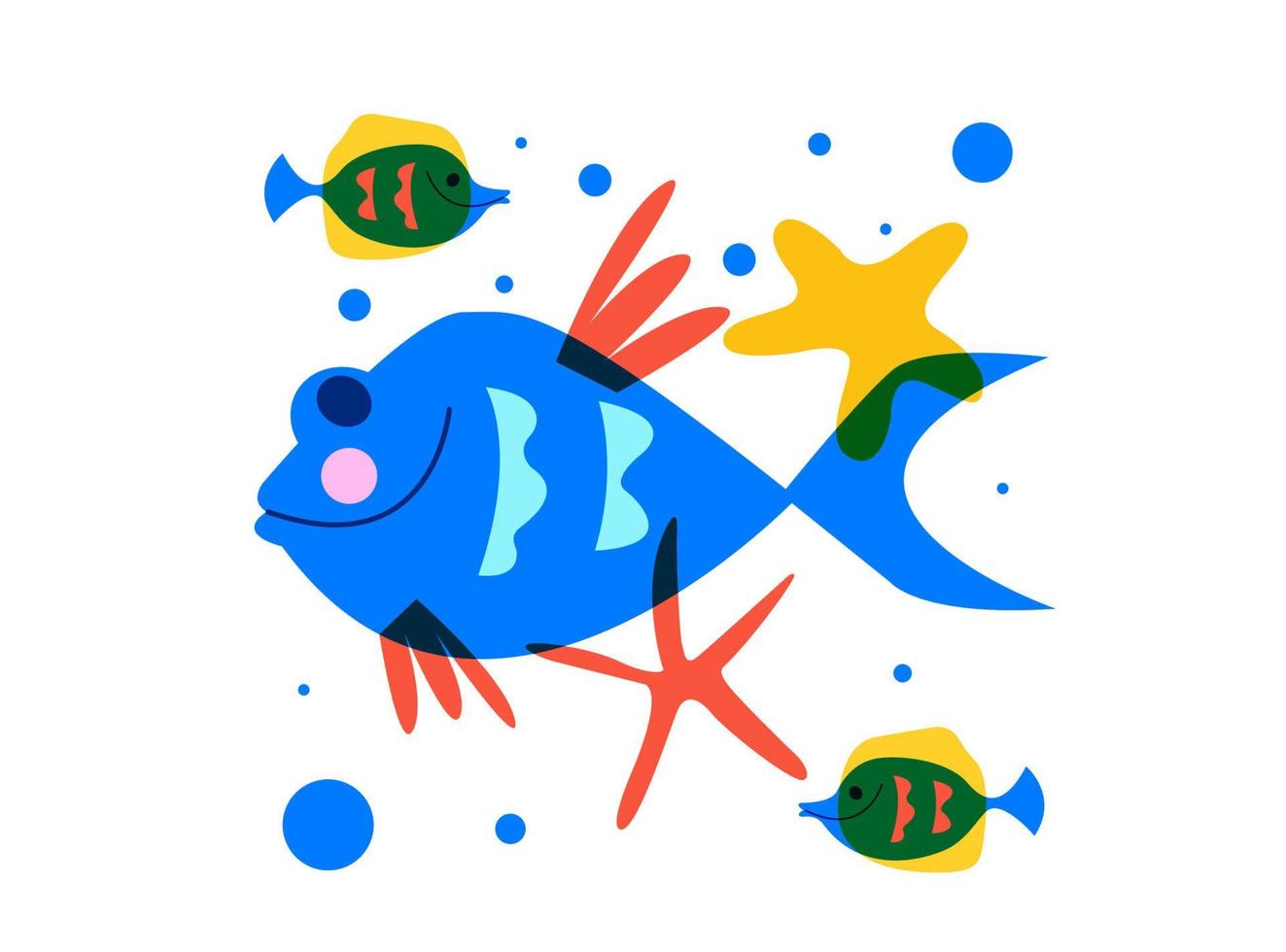 Tropical fish. Marine life, underwater world, aquarium fish. Vector illustration on a white background.