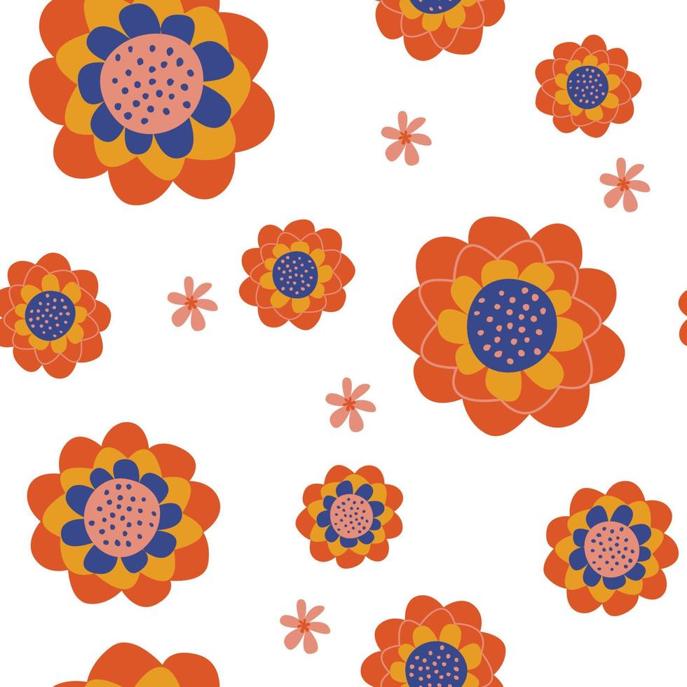 Seamless floral pattern on a white background. Vector illustration.