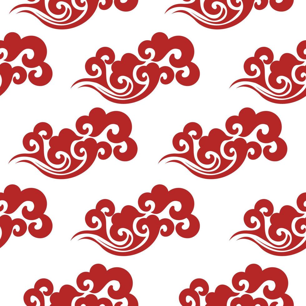 Seamless pattern in Chinese style. Vector colorful illustration. Traditional Chinese pattern with waves.